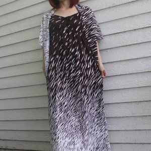 70s Brown Maxi Dress Hippie Print S